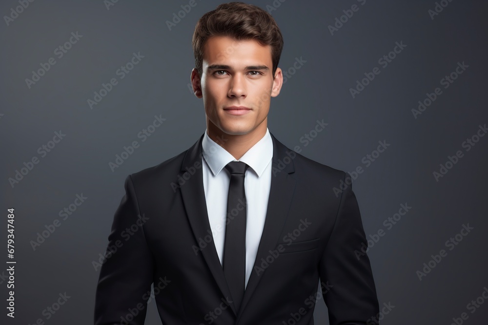 very elegant man posing seriously in front of the studio camera very elegant man posing seriously in front of the studio camera