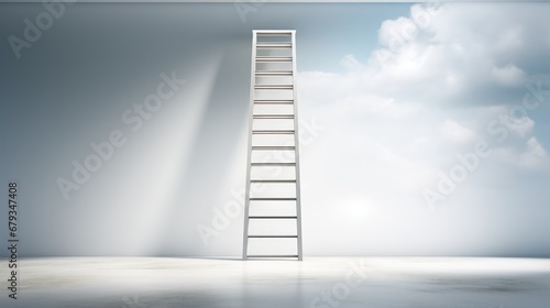 Creative concept-longest white ladder symbolizing growth and goals.