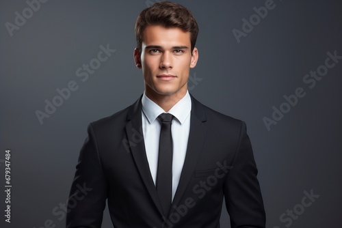 very elegant man posing seriously in front of the studio camera