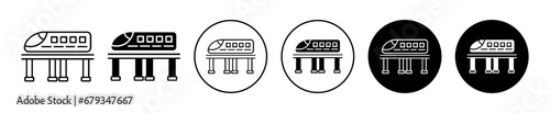 Monorail icon set. rail station vector symbol in black filled and outlined style. photo