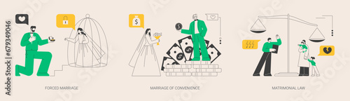 Family law abstract concept vector illustrations.