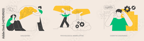 Mental abuse abstract concept vector illustrations.