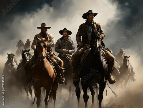 cowboy riding horse photo