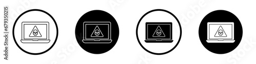 Ddos vector icon set. Internet cyber attack symbol in black and white color.