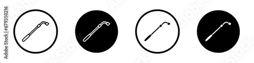 Car wheel brace vector icon set. Car tyre change metal tool icon in black and white color. photo