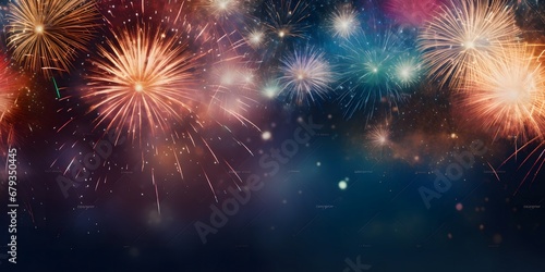 Abstract firework background with free space for text.