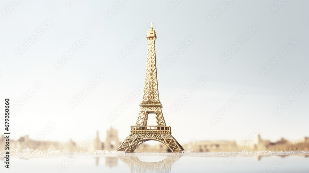 Parisian charm: Eiffel Tower souvenir on white.