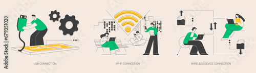 Data transfer abstract concept vector illustrations.