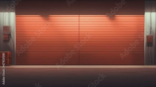 Roller door or roller shutter using for factory warehouse AI generated illustration