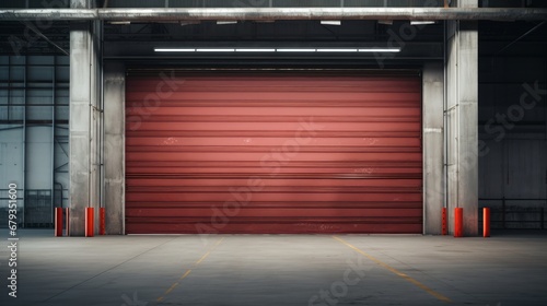 Roller door or roller shutter using for factory warehouse AI generated illustration photo