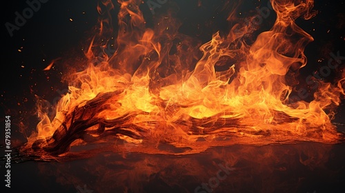 View of d burning fire AI generated illustration