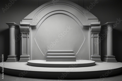 View of podium in monochrome palette AI generated illustration photo