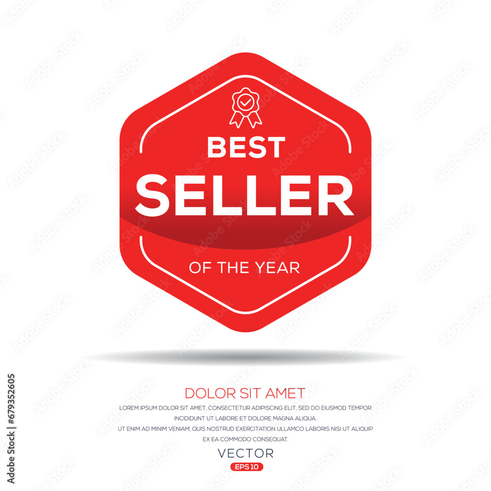 Obraz premium (Best Seller of the year) certificated badge, vector illustration.