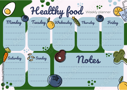 Weekly planner of healthy food. (ID: 679352642)