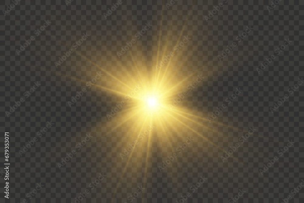 Obraz premium Vector transparent sunlight special lens flash light effect.front sun lens flash. Vector blur in the light of radiance. Element of decor