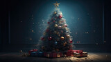 Christmas and New years eve Background. Magic Glowing Christmas Tree. Amazing Christmas celebration, Chrismas tree decoration