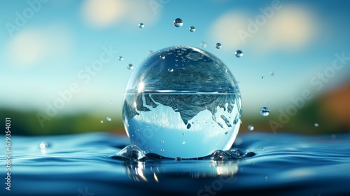 World water day Realistic drop of water falling AI generated illustration