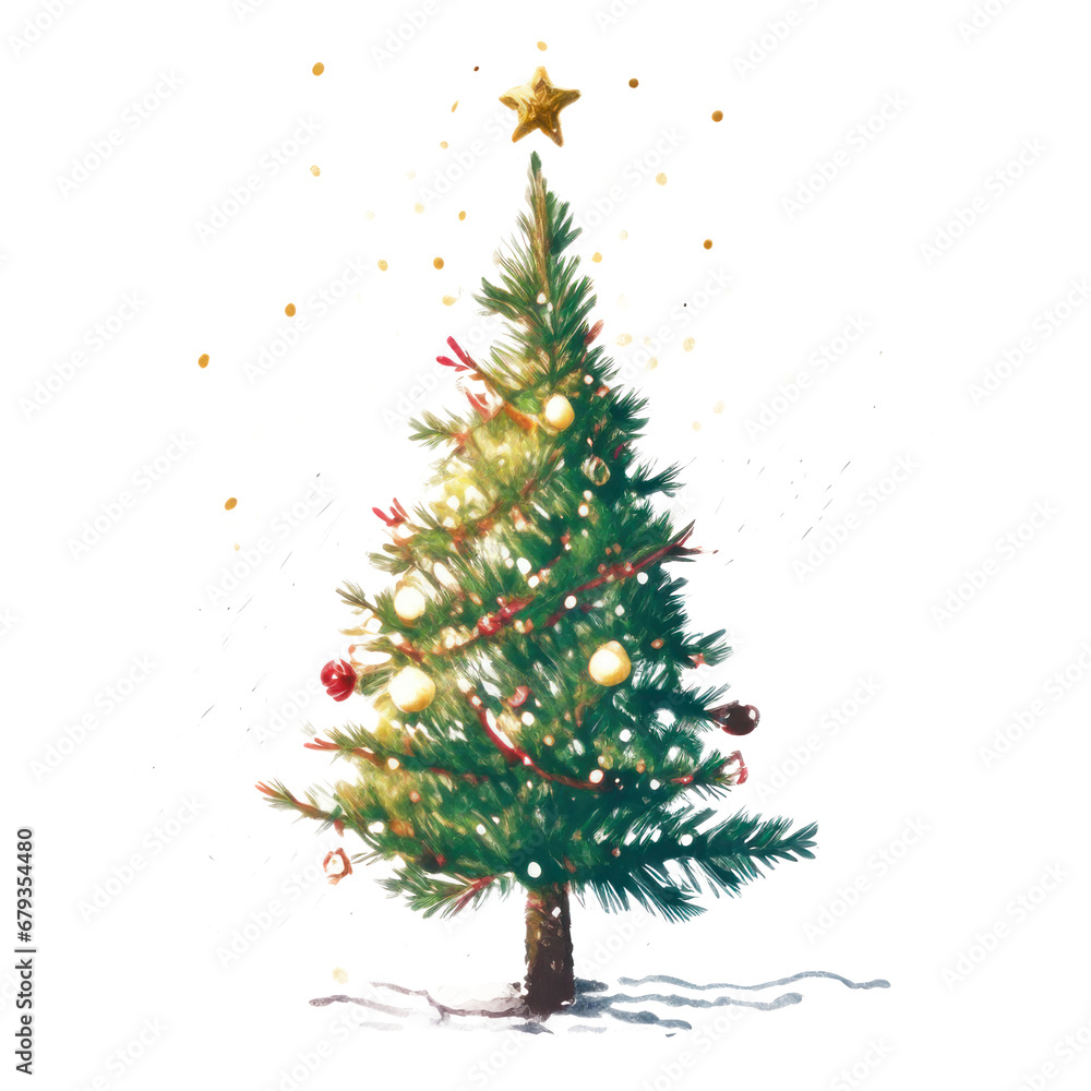 Christmas tree colored drawing