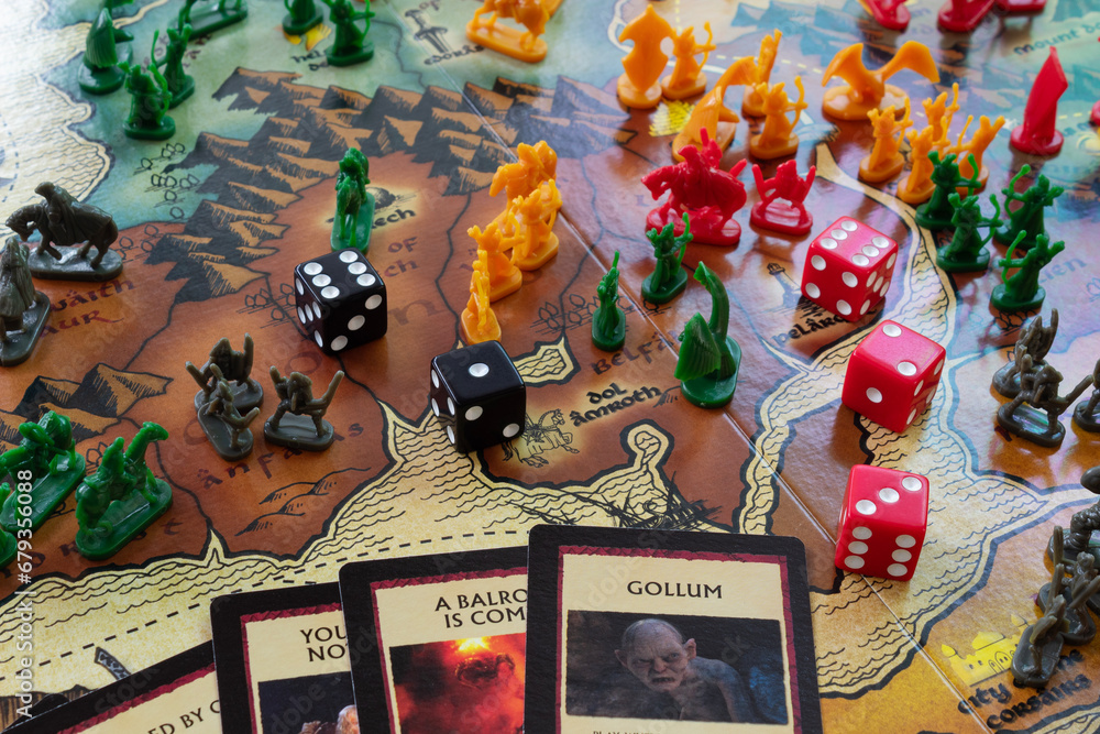 Macro photography of lord of the rings risk strategy board game with ...