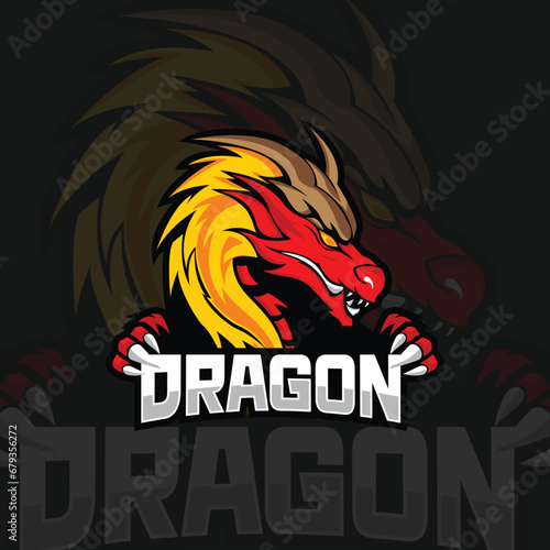 Dragon gaming vector mascot logo