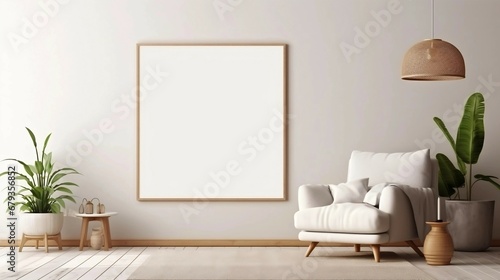 Home mockup. modern living room interior background. 3d render. generative AI illustration. 