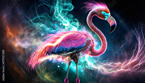 Electric Pink Flamingo with an attitude  photo