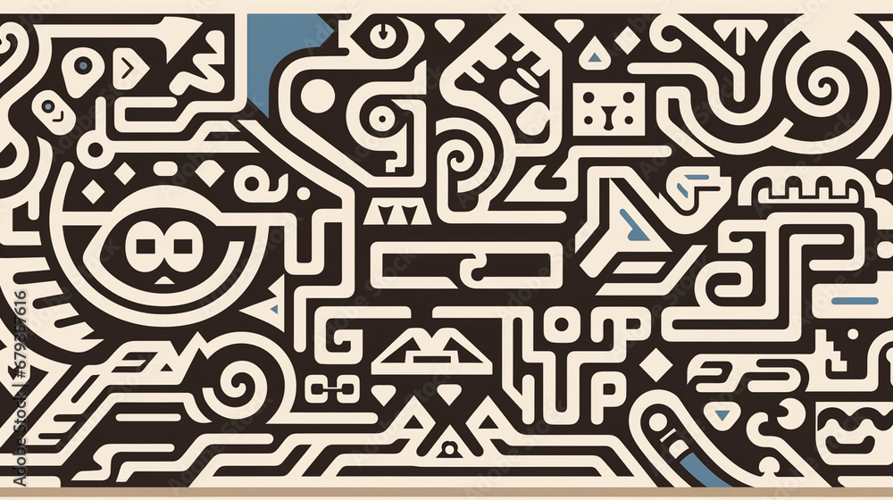 Decorative elements isolated on white background. Ethnic background. Aztec geometric ornament. Decorative elements isolated on white background. Ethnic background. Aztec geometric ornament.