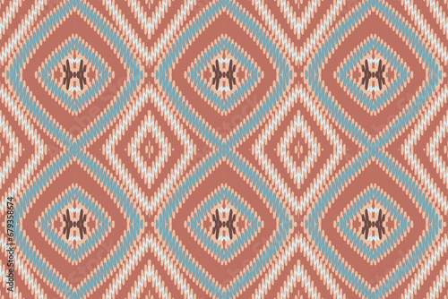 Ethnic abstract purple Seamless ikat pattern in tribal, folk embroidery, and Asia style. Aztec geometric art ornament print. Design for carpet, wallpaper, clothing, wrapping, fabric, cover.