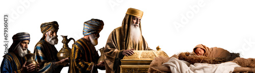 Fotografia Christmas story the Magi five kings brought gifts to the baby Jesus in the Chris