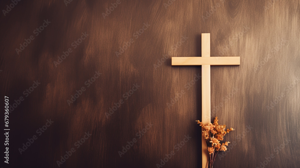 Colored religious cross brushstroke.
