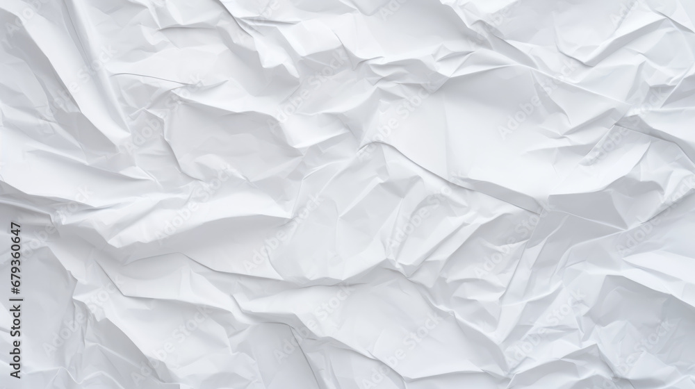 A crumpled white paper texture with multiple creases and folds creating an abstract pattern. A crumpled white paper texture with multiple creases and folds creating an abstract pattern.