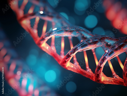 Fractal patterns representing DNA helix, subtle gradient from red to blue to signify genetic variation © Gia