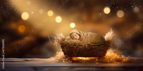 the Christmas story of the baby Jesus in the Christmas manger  background