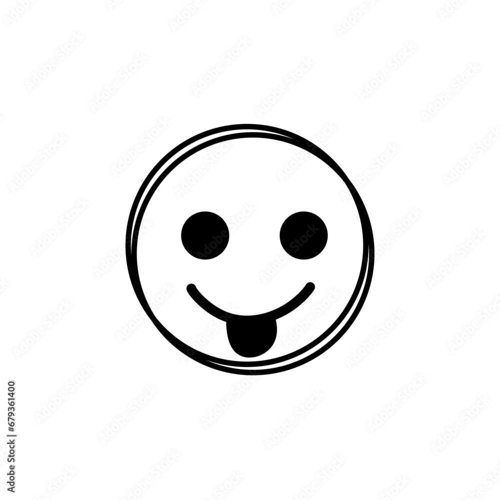 Fototapeta premium Doodle Emoji face icon. Hand drawn sketch style. 
