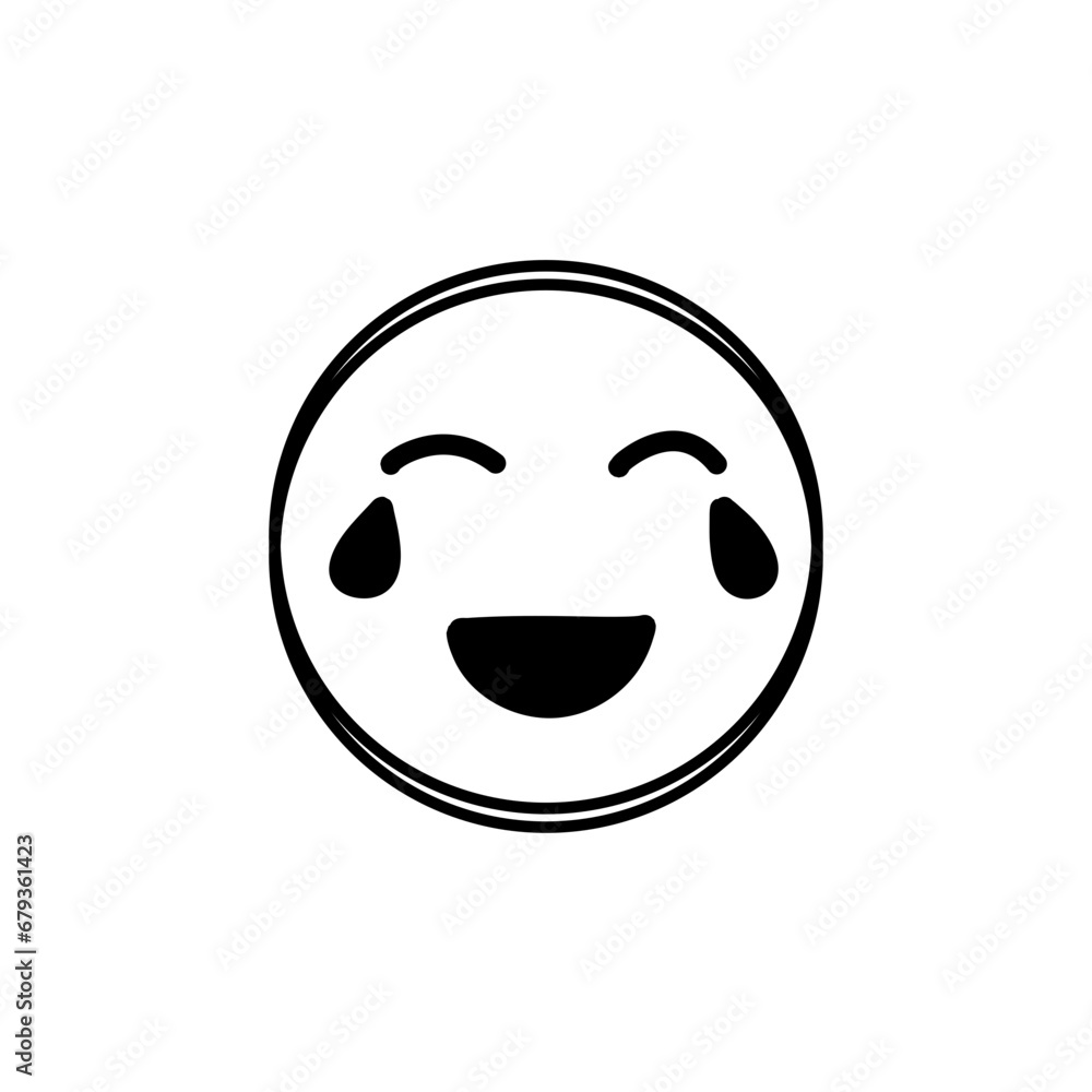 Fototapeta premium Doodle Emoji face icon. Hand drawn sketch style. 