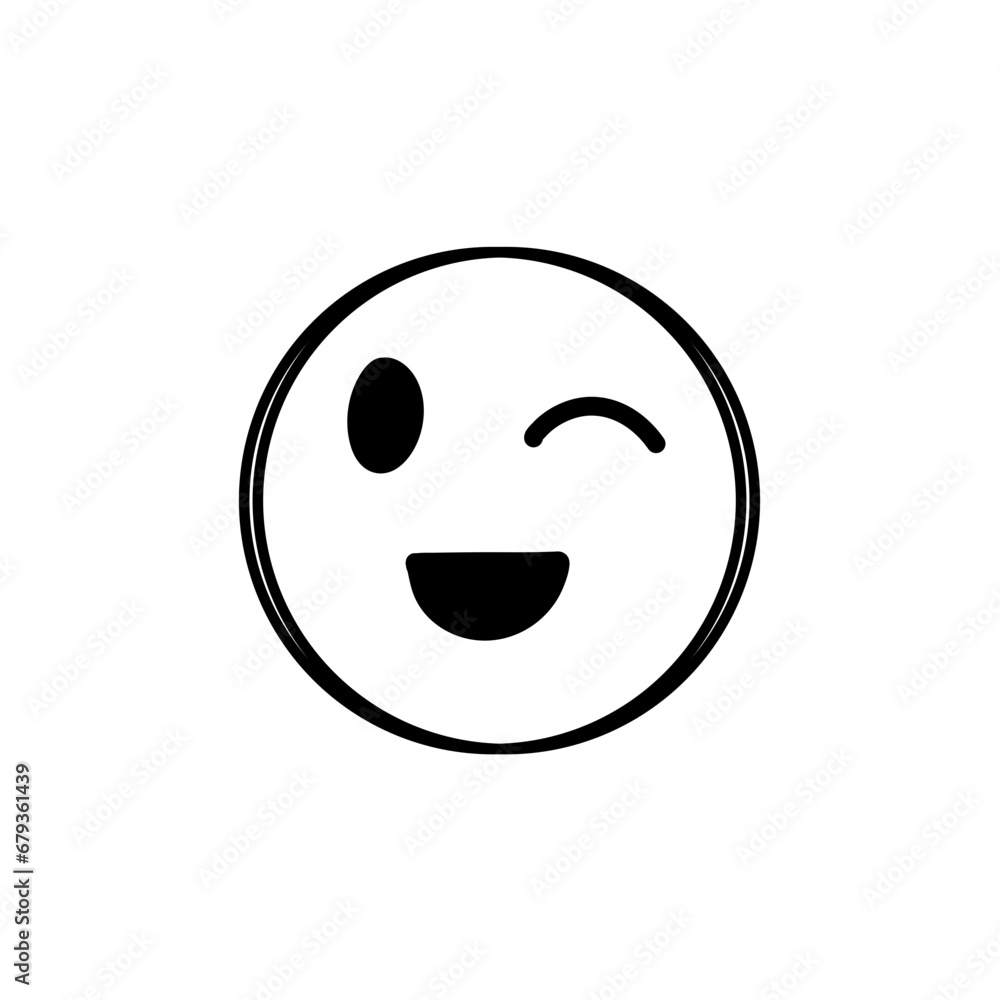 Fototapeta premium Doodle Emoji face icon. Hand drawn sketch style. 