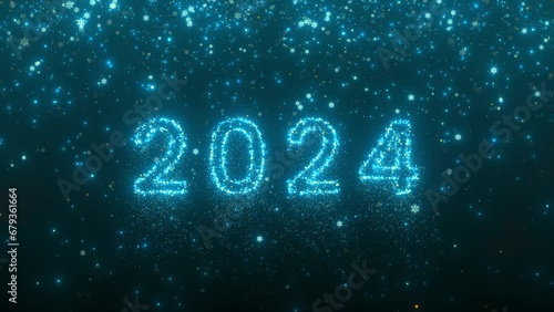 2024 new year postcard, particle background animation photo