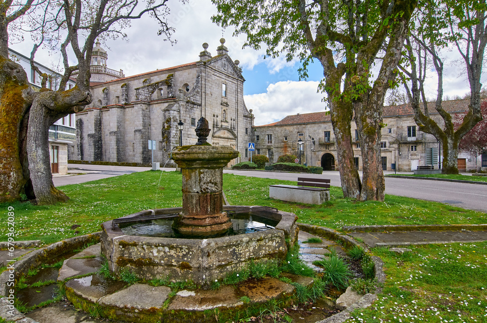 Fototapeta premium Square and monastery of Montederramo, Ourense, Spain