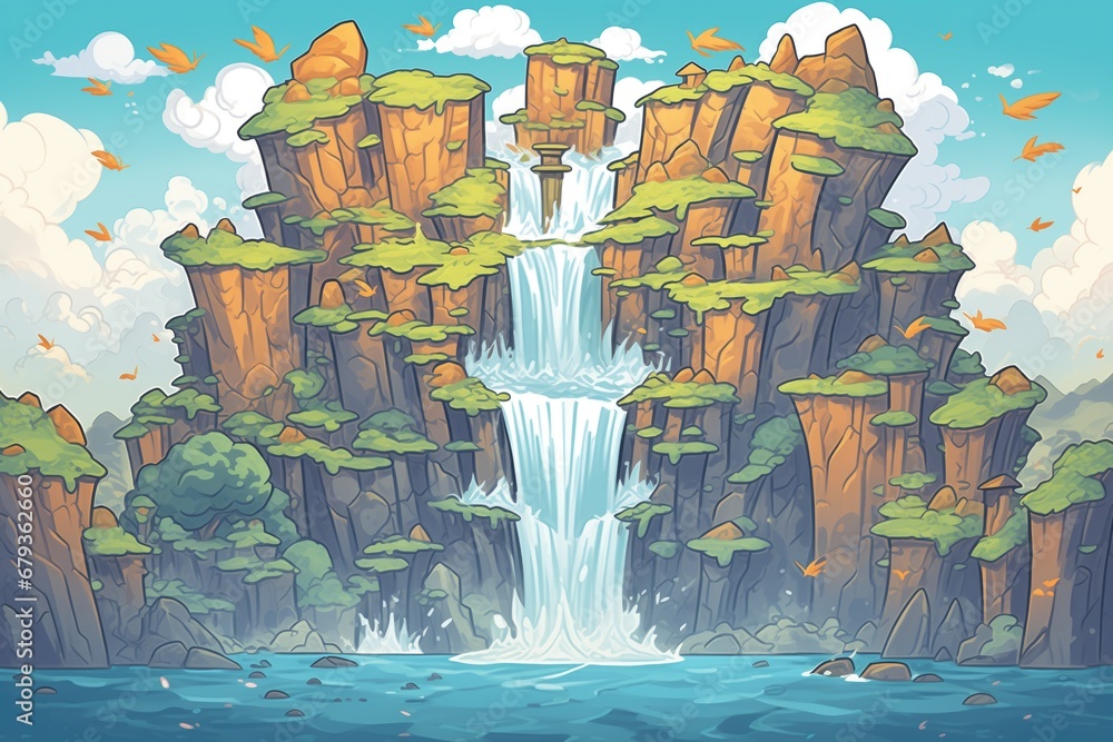 a powerful waterfall cascading over a cliffside a powerful waterfall cascading over a cliffside