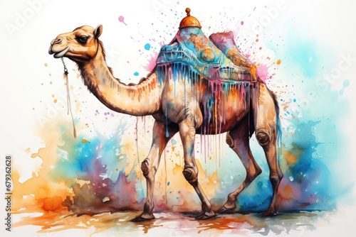 watercolor Camel Watercolor realistic camel desert photo