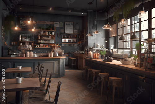 Cozy cafe interior. Comfortable dining place © tynza