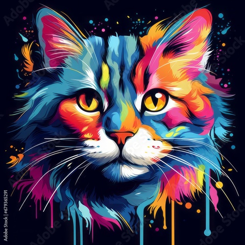 A cat colorful splash art Vector art © Jalal