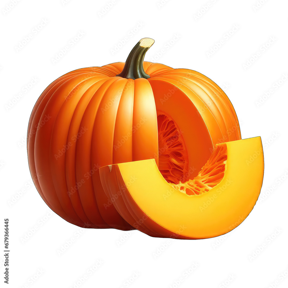 Autumn Essence: Vibrant Pumpkin on Transparent Background, GENERATIVE AI