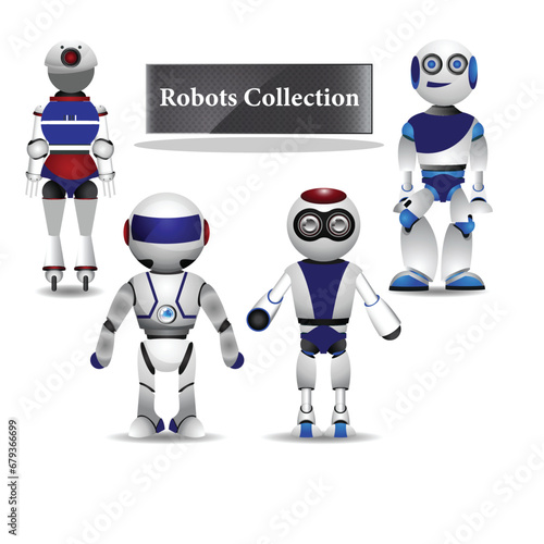 Robot character set for the animation with various views