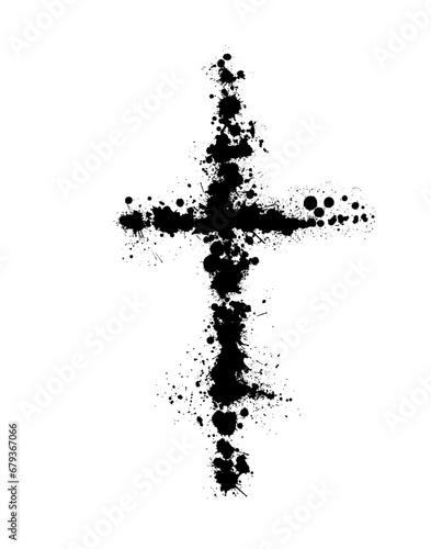 Hand drawn christian cross signs. Brush painted black icons. hand drawing. Not AI. Vector illustration