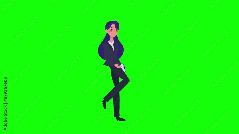 Businesswoman, Walking Animation. Character 2D Figure Cartoon Animation