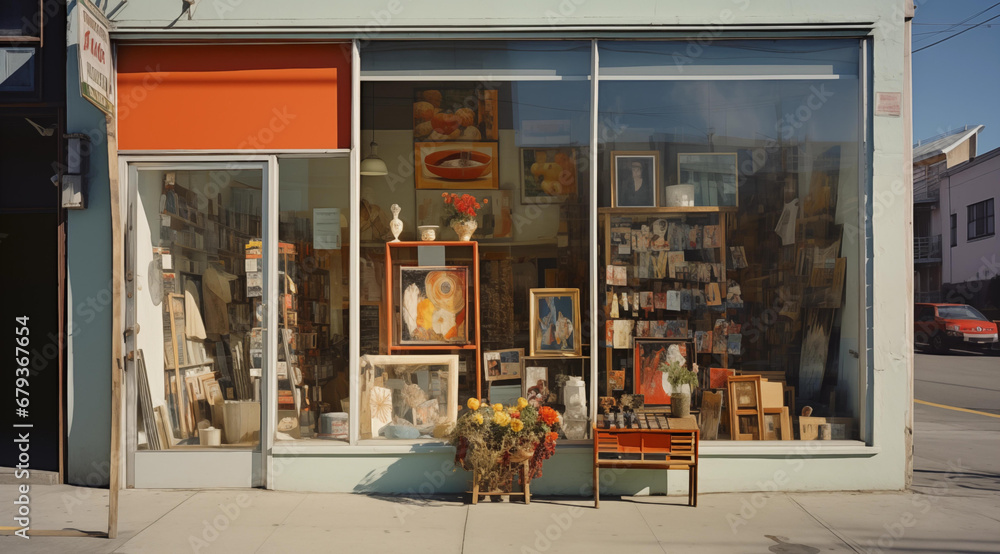Fototapeta premium Illustration of thrift store in the 1970s