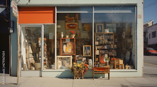 Illustration of thrift store in the 1970s photo