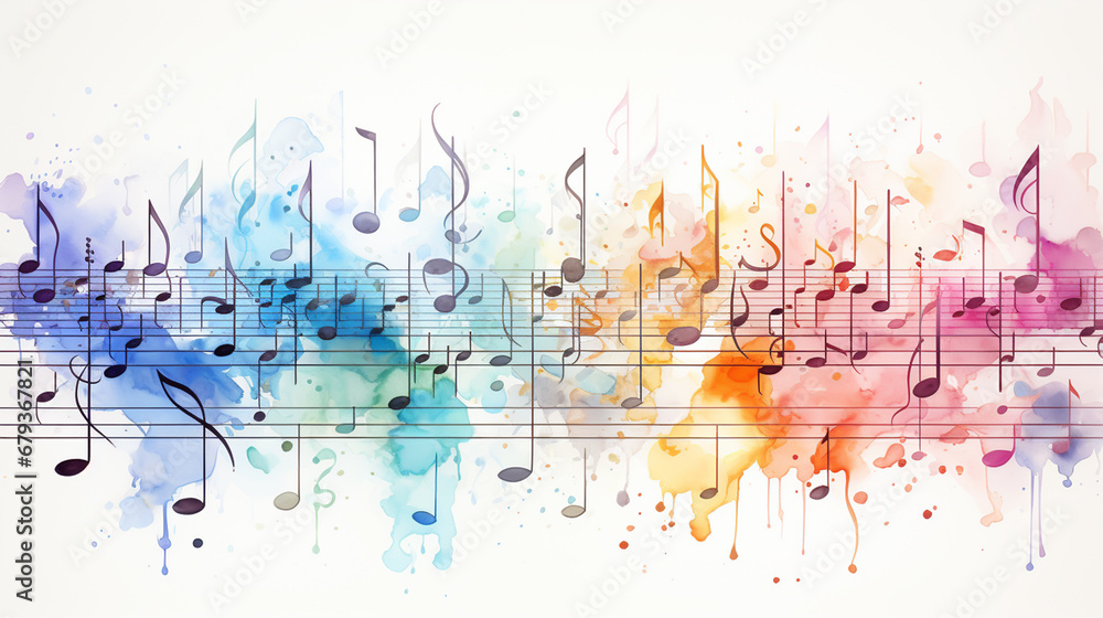 Obraz premium Abstract Colorful Music Background with Watercolor Element. illustration
