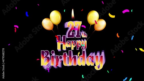 Happy Birthday 27th Celebration Colorfull Fireworks Logo Design Videos